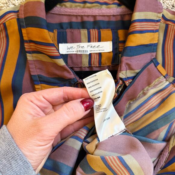 Free People All Smiles Striped Shirt Medium - Picture 6 of 6